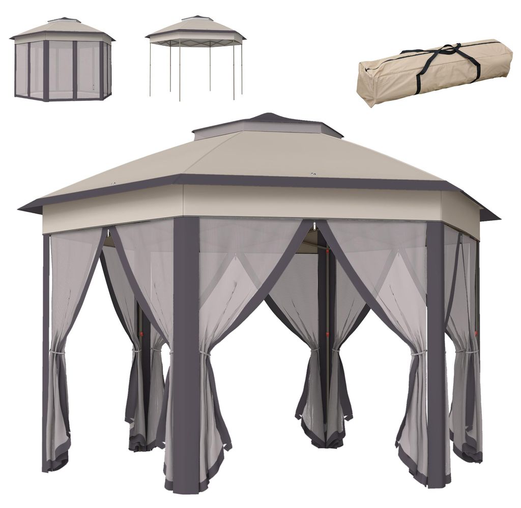 Outsunny Gartenpavillon Faltpavillon mit 6 Seitenteile Produktbild 