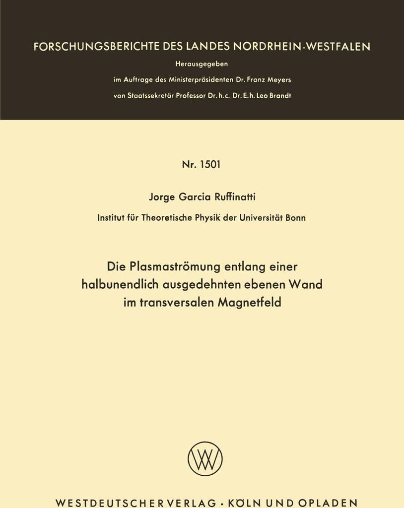 Die Plasmaströmung entlang einer halbunendlich ausgedehnten ebenen Wand im transversalen Magnetfeld