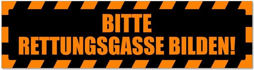 Kiwistar - Autoaufkleber - Orange - Schwarz - 20 x 5,3 cm - Bitte Rettungsgasse gestreift - Hinweis Aufkleber Sticker für Auto, Kfz, Fahrrad, PKW,...