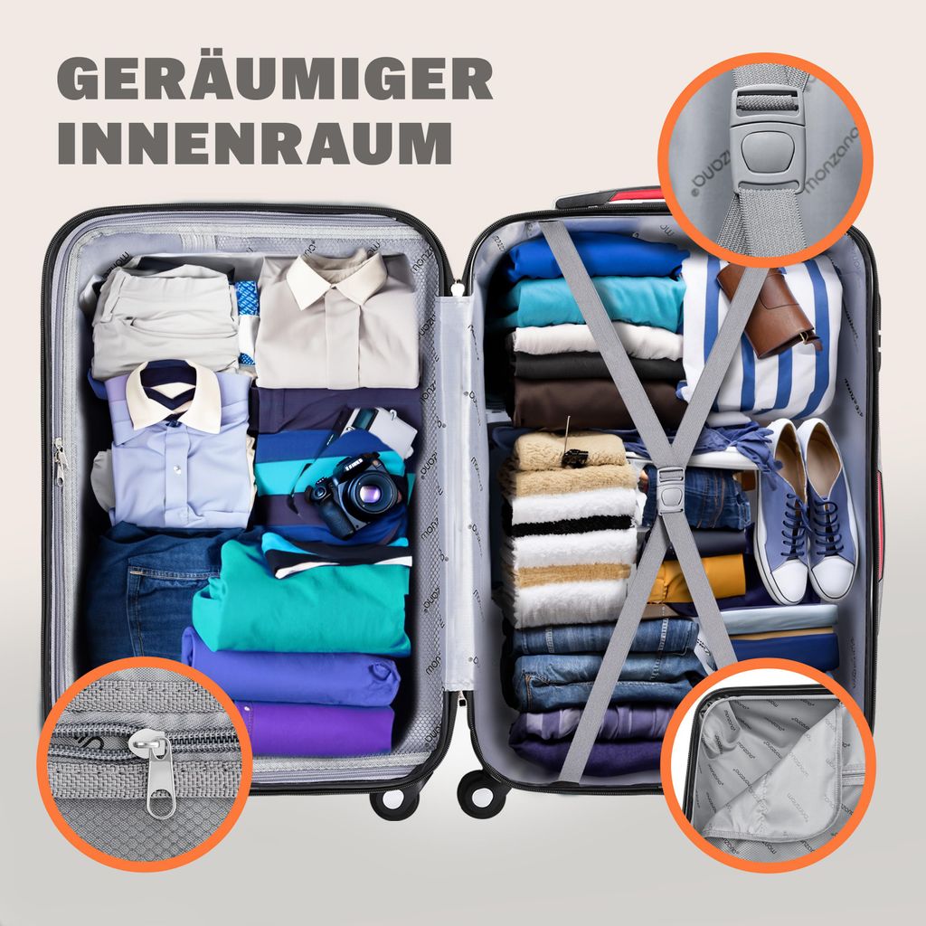 MONZANA® 3tlg. Kofferset Baseline Hartschalen Koffer M-L-XL Produktbild 