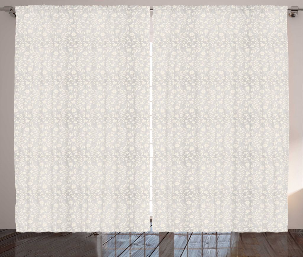ABAKUHAUS naturfarben Rustikaler Vorhang, Simplistic Curly Blumenkunst, Wohnzimmer Universalband Gardinen mit Schlaufen und Haken, 280 x 175 cm, Pe...