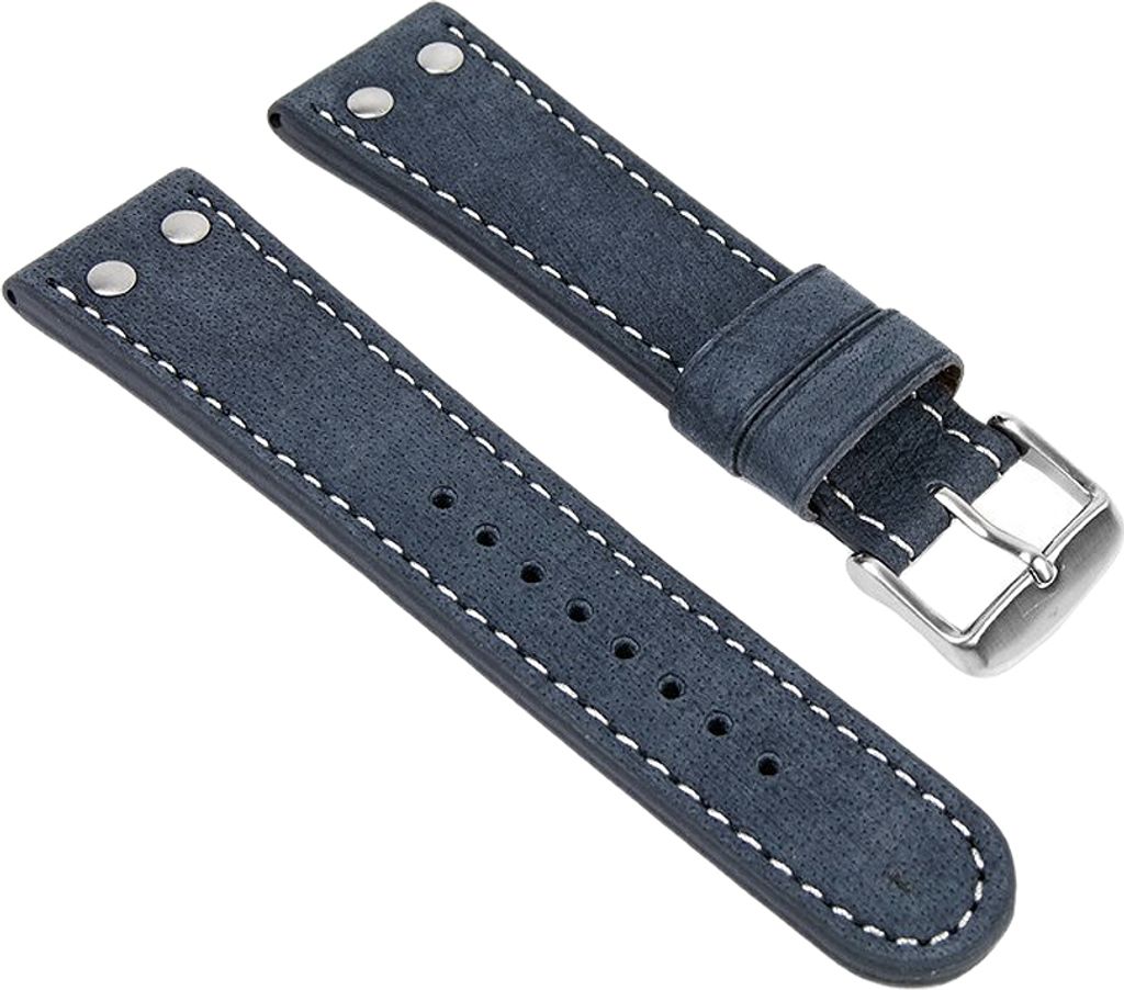Wasserbüffel Ersatzband Uhrenarmband Leder 24mm Blau 958824