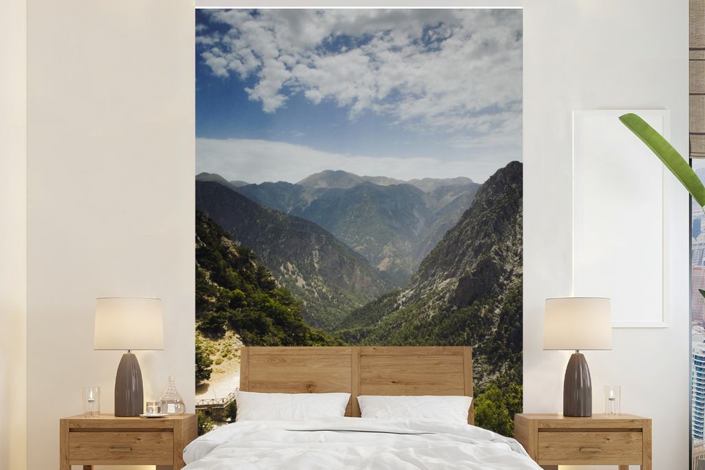 MuchoWow Fototapete für Wohnzimmer oder Schlafzimmer Wandtapete Vinyl Motivtapete Kreta - Gebirge - Griechenland - 195x300 cm - Das Hintergrundbild