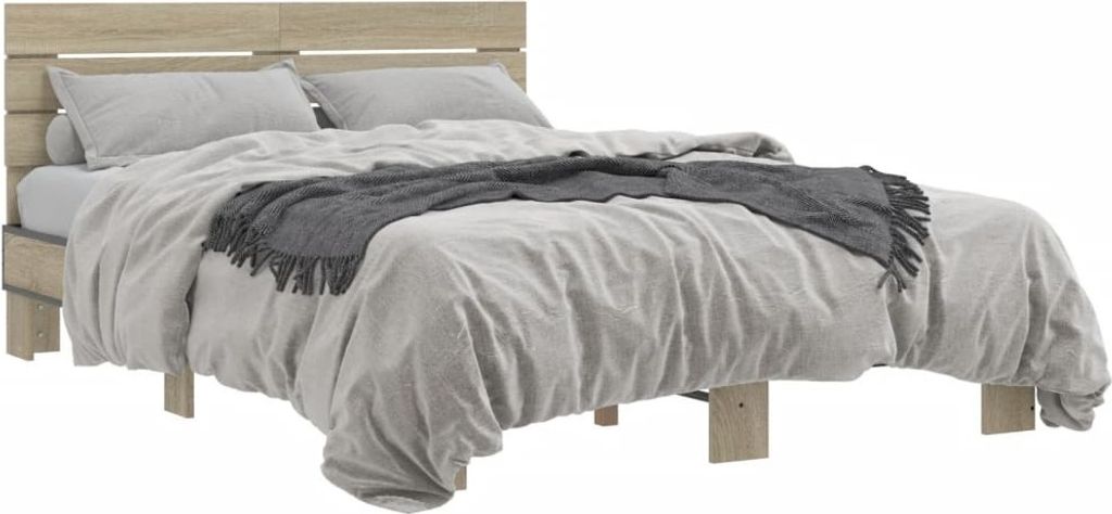 Maison Exclusive - Bettgestell Sonoma-Eiche 140x200 cm Holzwerkstoff und Metall
