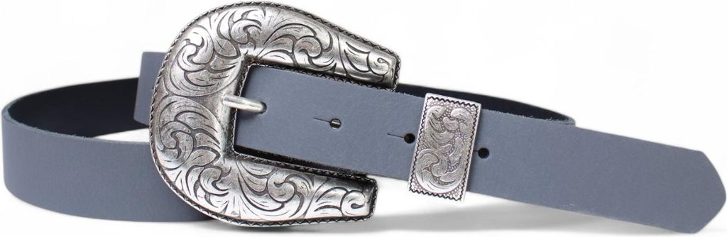 FRONHOFER Damen Ledergürtel mit großer Gürtelschnalle, Western Gürtel, silber, 3 cm, echt Leder