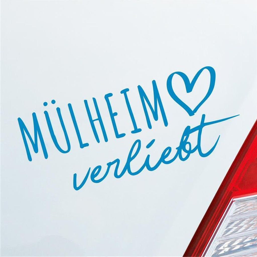 Auto Aufkleber Hellweg Druckerei Mülheim verliebt Herz Stadt Heimat Liebe Car 19x19 cm Hellblau Sticker Heckscheibenaufkleber