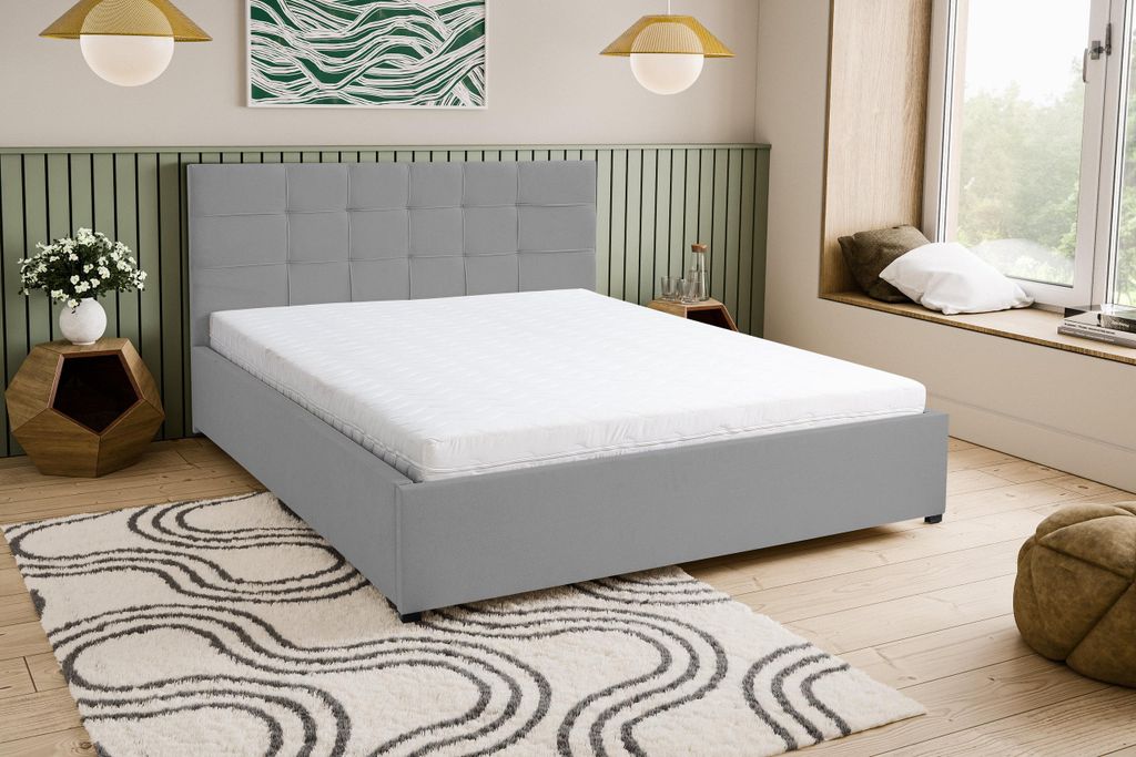 VENASI JESSA Polsterbett 180x200 Doppelbett mit Bettkasten und Lattenrost GRAU