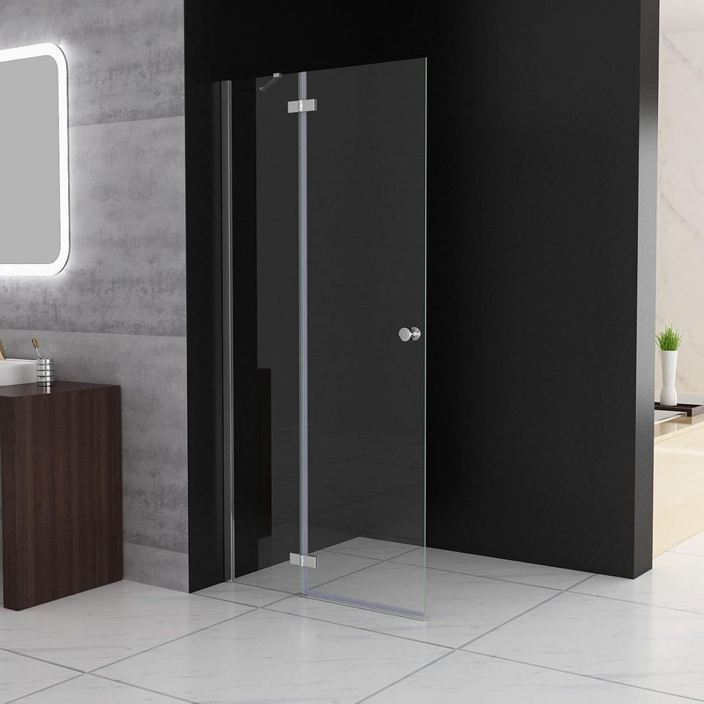 Duschwand Walk in Dusche 100x195 cm Pendeltüren Duschabtrennung mit Festteil Glas und Scharnier Drehtür Nischentür Sicherheitsglas