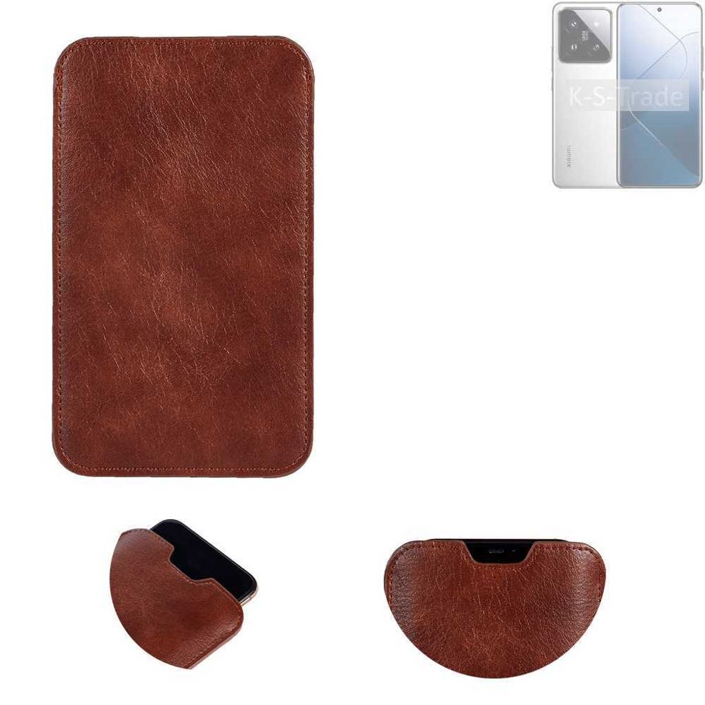 K-S-Trade Schutzhülle Handyhülle kompatibel mit Xiaomi 14 Pro Handytasche Kunstleder Sleeve in braun
