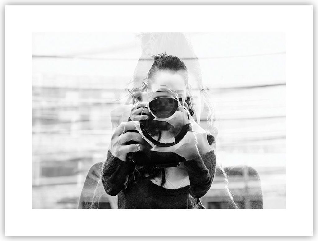 Poster - Poster ohne Rahmen - Fotograf Schwarzweiß Doppel - 40x30 cm - Wand Bild - Wanddeko - Wandbilder - Kunstposter - Wandposter - Bilder - Kun...