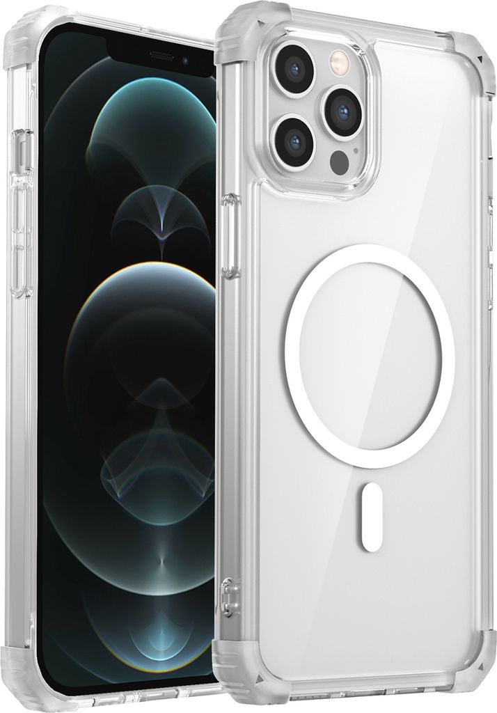 Magnetisch Hülle für iPhone 12 Pro Max Kompatibel mit Magsafe Stoßfest Militärschutz Transparente Handyhülle Klar