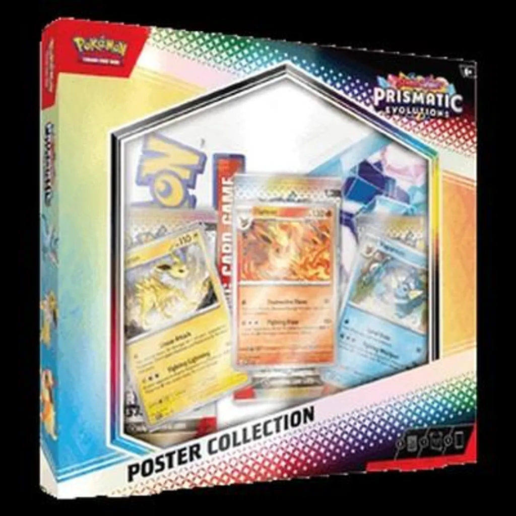 Coffret Affiche Pokémon Prismatic Evolutions avec Boosters et Cartes Promo