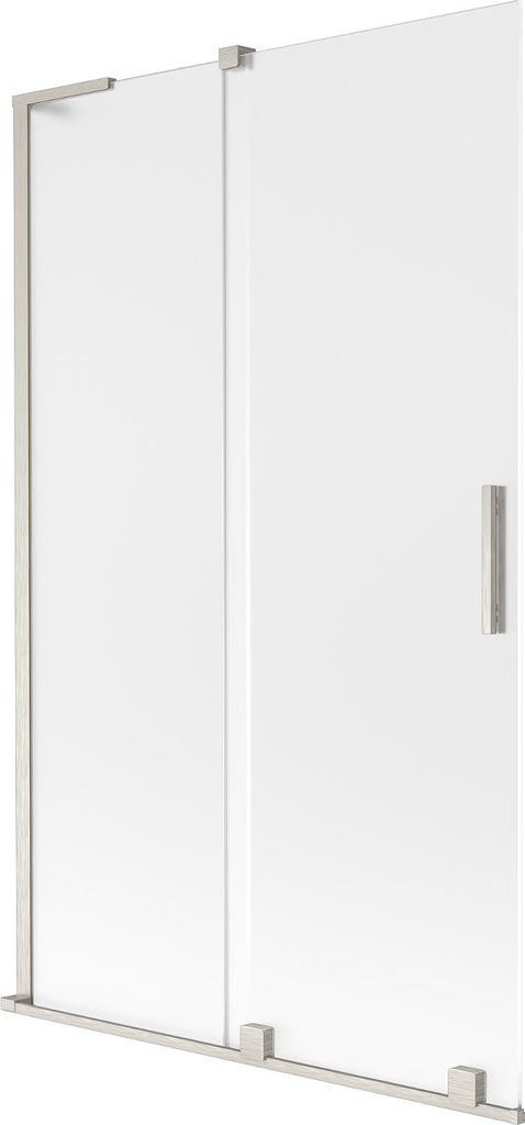 Mexen Velar L Badewannen-Faltwand, 2-flügelig, 110 x 150 cm, Frost, gebürsteter Nickel - 896-110-003-31-97