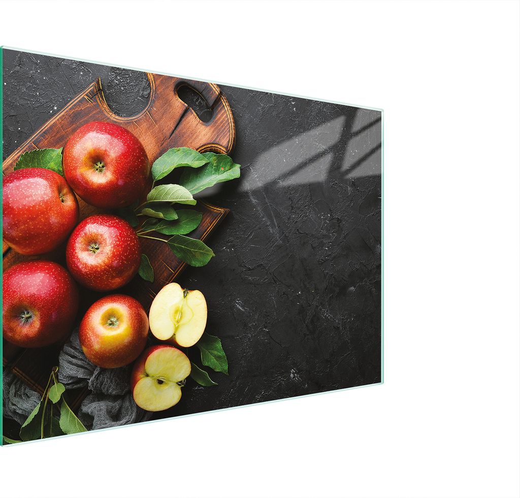 Schneidebrett Herdabdeckplatte Multiglasschneidplatte 30x22 cm Schiefer Äpfe