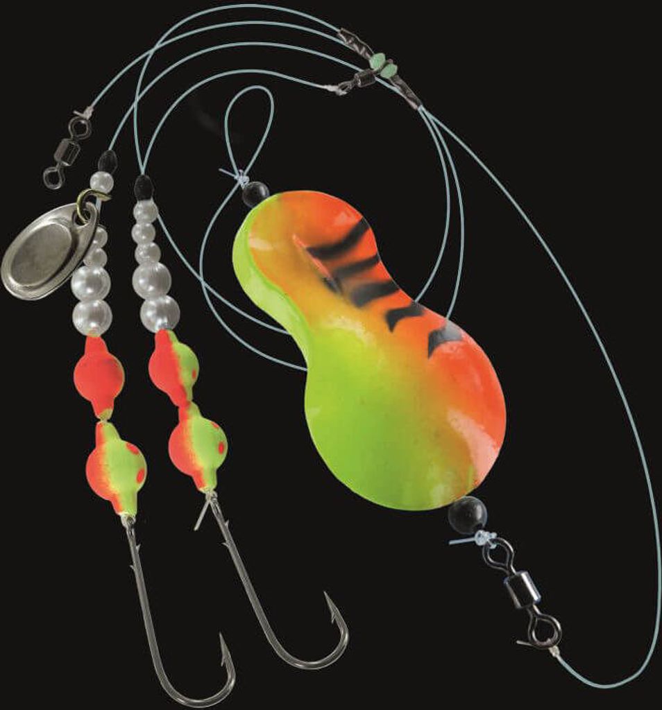 Jenzi Inline-Buttlöffel montiert 110cm UV Grün Rot Tiger 100g