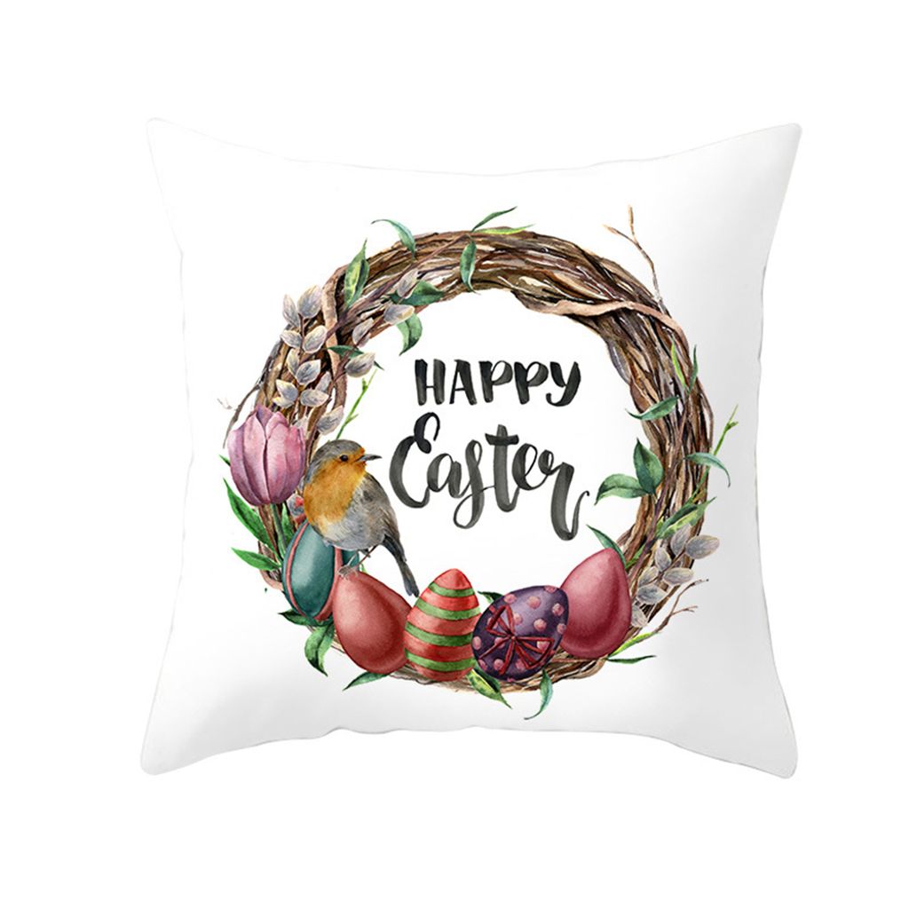 Easter Cartoon Kaninchen Fahrrad Wurfkissenbedeckung Kissen Home Sofa Autodekoration-2#