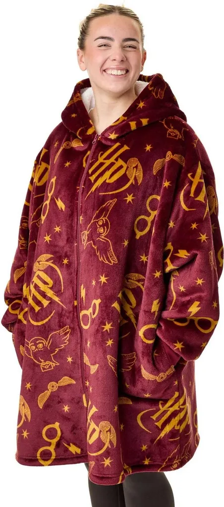 Couverture à Capuche Femme Harry Potter pour Soirée Cinéma et Détente Rouge Or