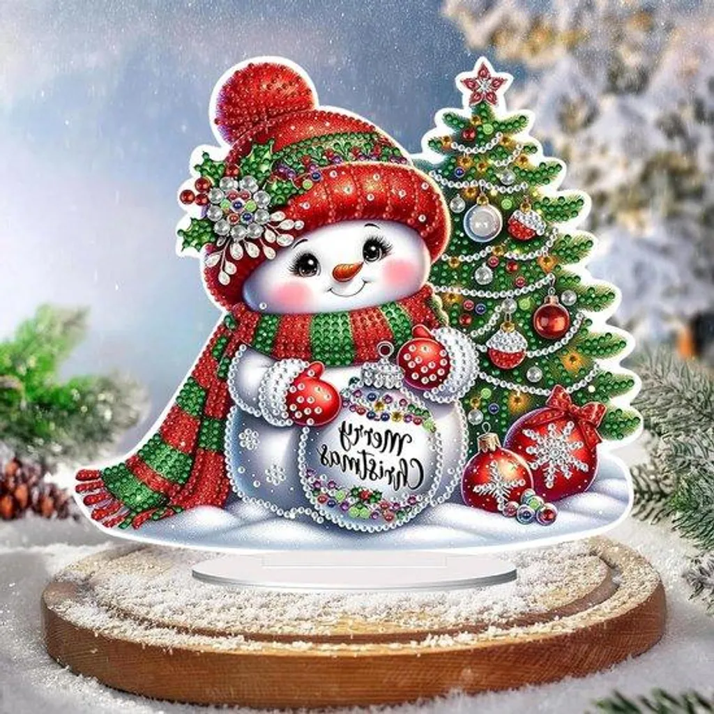 Kit peinture diamant 5D scintillant pour table décor de Noël artisanal