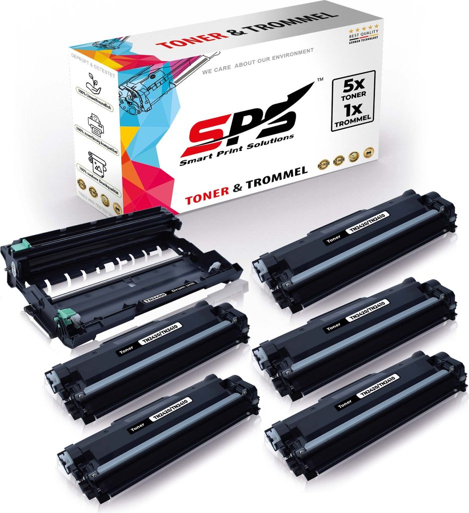 5X TN2420 Toner Schwarz + 1x DR2400 Trommel kompatibel für Brother MFC-L2710 Brother DR2400 Brother TN2420 MFC-L2710 MFC-L2710DN MFC-L2710DW MFC-L...
