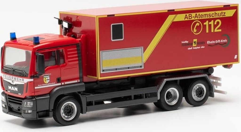 Herpa MAN TG-S Wechsellader-LKW mit Kran Feuerwehr Frechen 097260