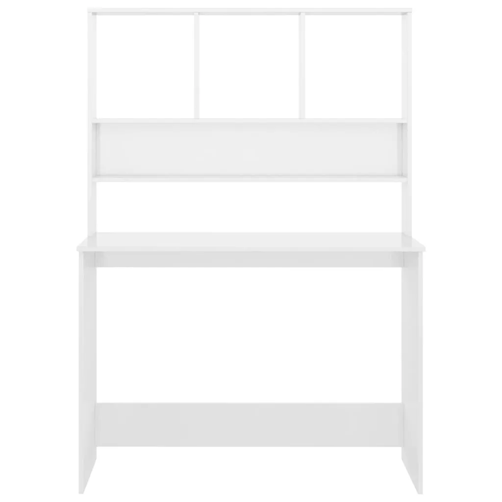 Bureau bibliothèque combiné blanc laqué 110 cm pour chambre et studio - 4