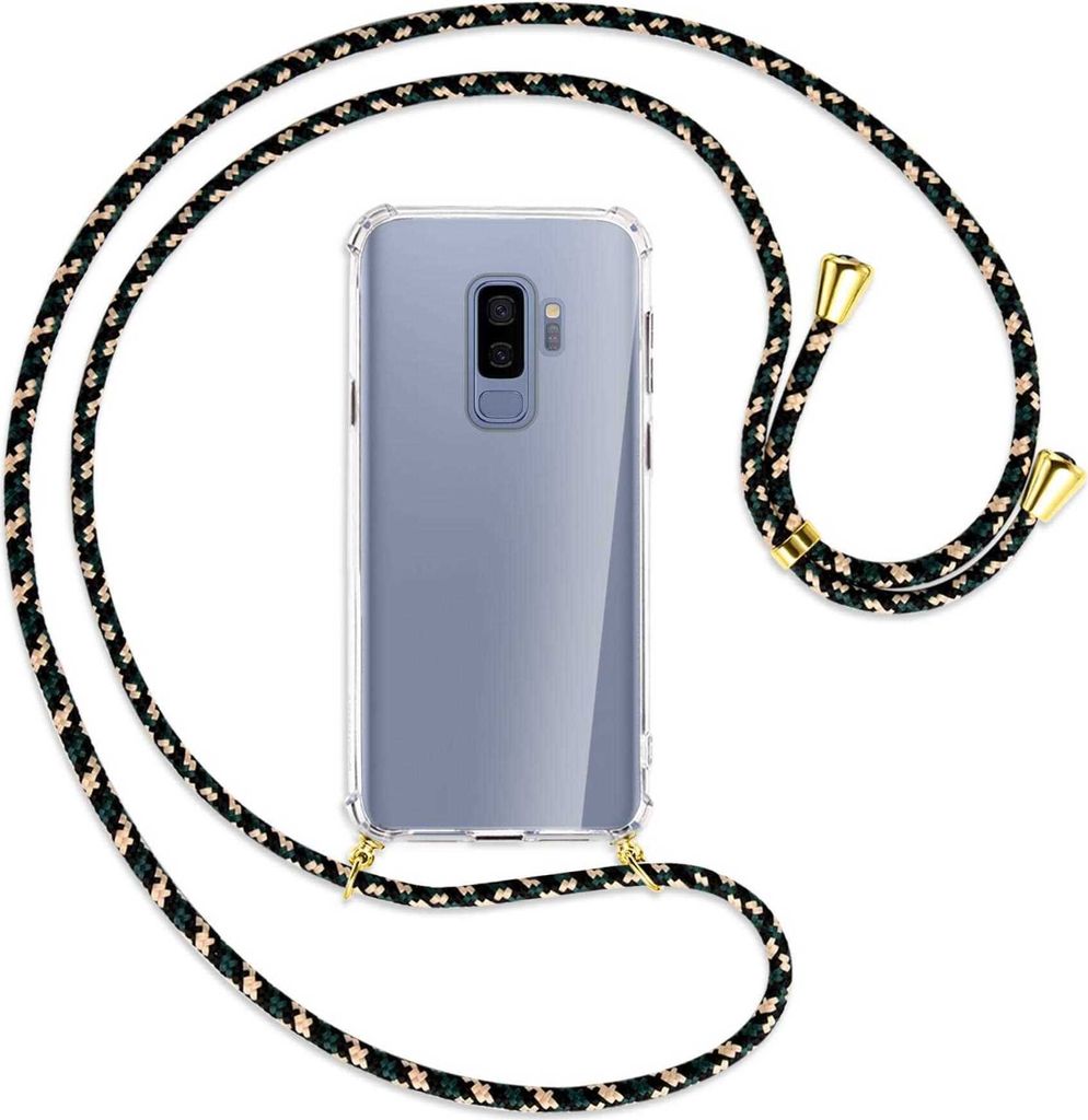 Handykette Backcover-Schutzhülle mit Band (Metall goldfarben) für Samsung Galaxy S9+ / S9 Plus - camouflage