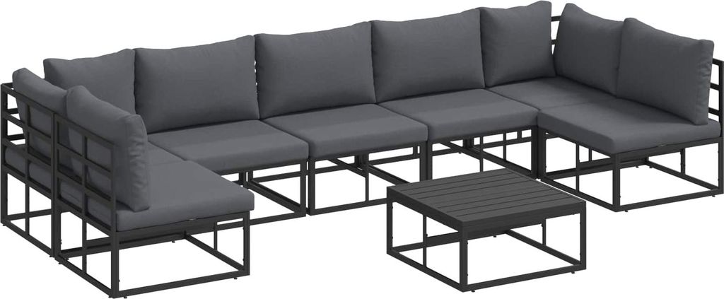 "im Sonderangebot" Gartensofa-set - elegantes Design - Sitzgruppe mit Sofa, Tisch - mit Kissen 8 pcs Schwarz Aluminium - Terassenmöbel DEMöbel967250
