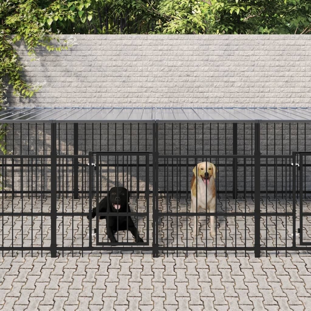 CLORIS Outdoor-Hundezwinger mit Dach Stahl 18,77 m² - Sonstiges Hundezubehör 3124671
