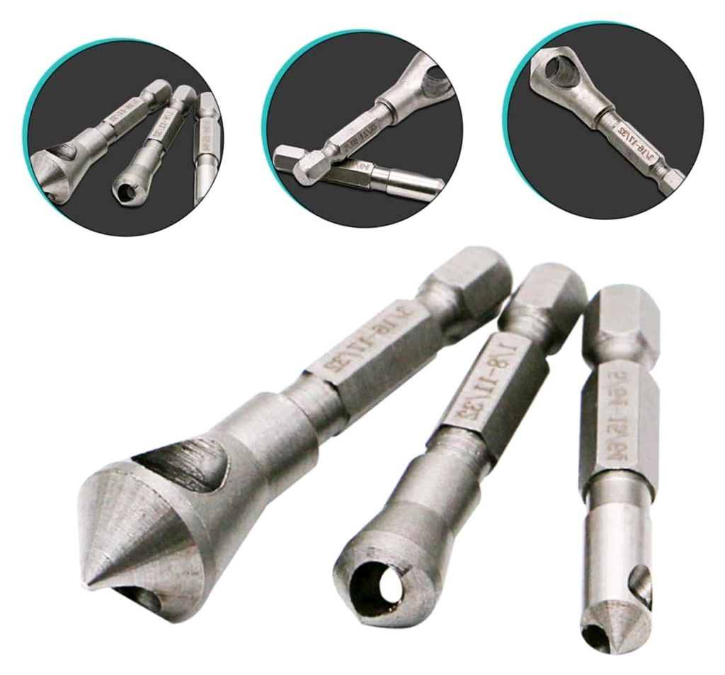 3-teiliges Senkerbohrer-Set für Metallbearbeitung - Hergestellt aus hochwertigem Stahl für langlebigen Einsatz und präzise Anfasungen von runden...