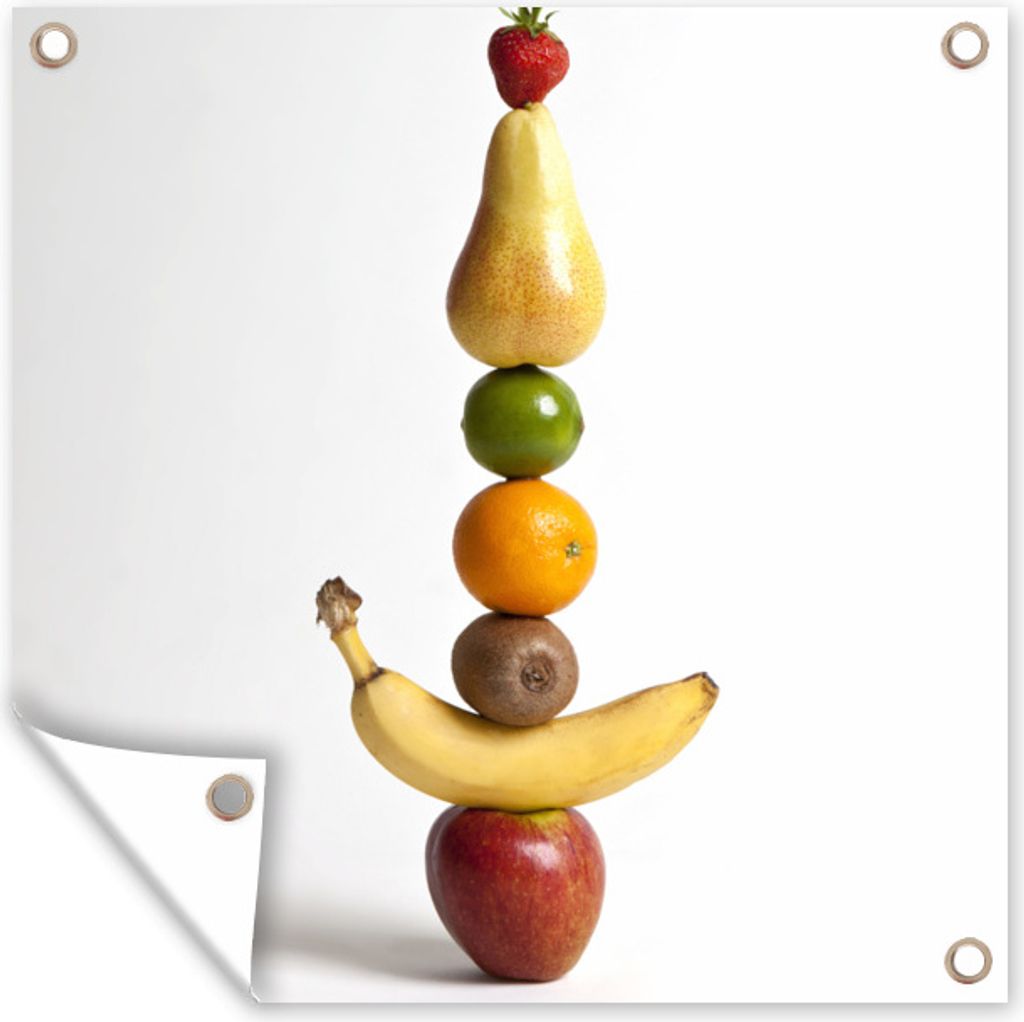 MuchoWow 100x100 cm Outdoor-Poster Gartendeko Sichtschutz Garten Poster für den Garten Obst - Turm - Weiß