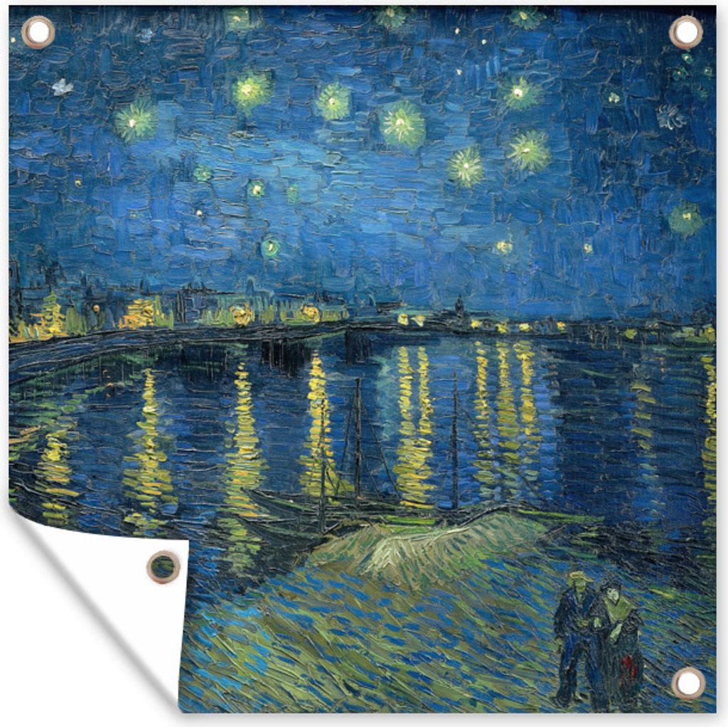 MuchoWow 100x100 cm Outdoor-Poster Gartendeko Sichtschutz Garten Poster für den Garten Die sternenklare Nacht - Gemälde von Vincent van Gogh