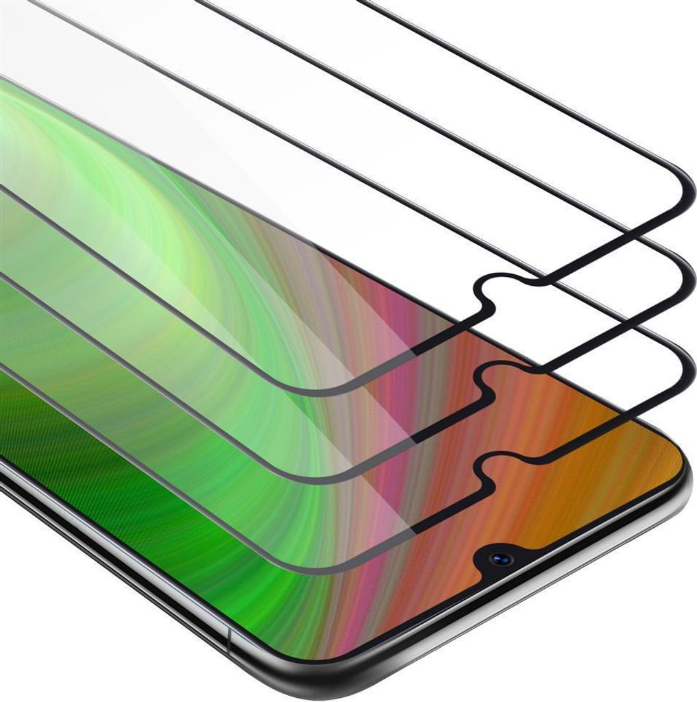 Cadorabo 3x Vollbild Panzer Folie für Samsung Galaxy A50 Schutzfolie in Schwarz Tempered Display-Schutzglas