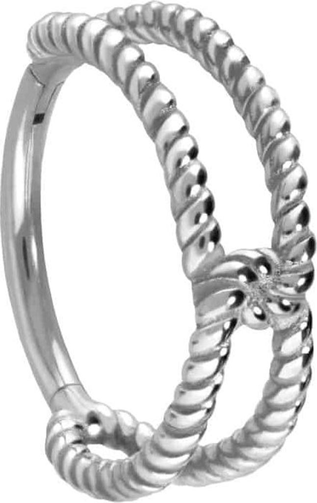 Ohrpiercing, Nasenpiercing, Septum Piercing Chirurgenstahl Segmentring Clicker KNOTEN + GEDREHT Silber Innendurchmesser: 12 mm
