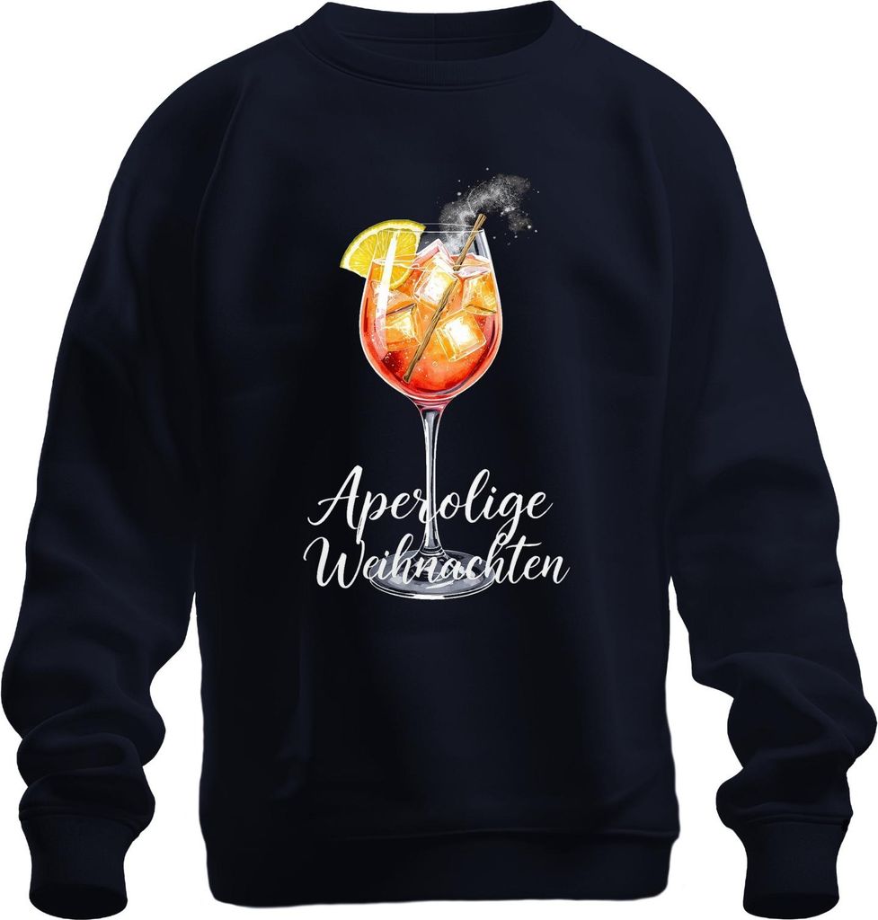 Aperolige Weihnachten Aperol Spritz Cocktail Glas Geschenk Party Uni Sweatshirt Pullover, Navy, 3XL
