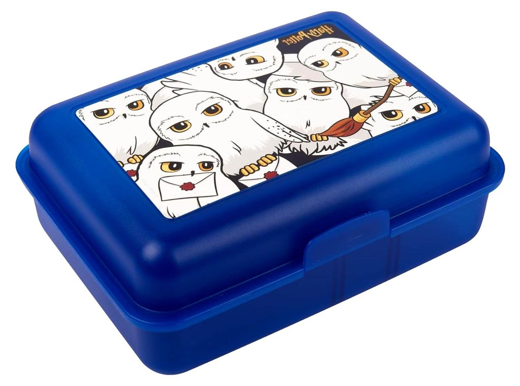 Harry Potter Brotdose mit Trennwand 17,5x12,8x6,9 cm, Blau, Lunchbox Hedwig, spülmaschinenfest