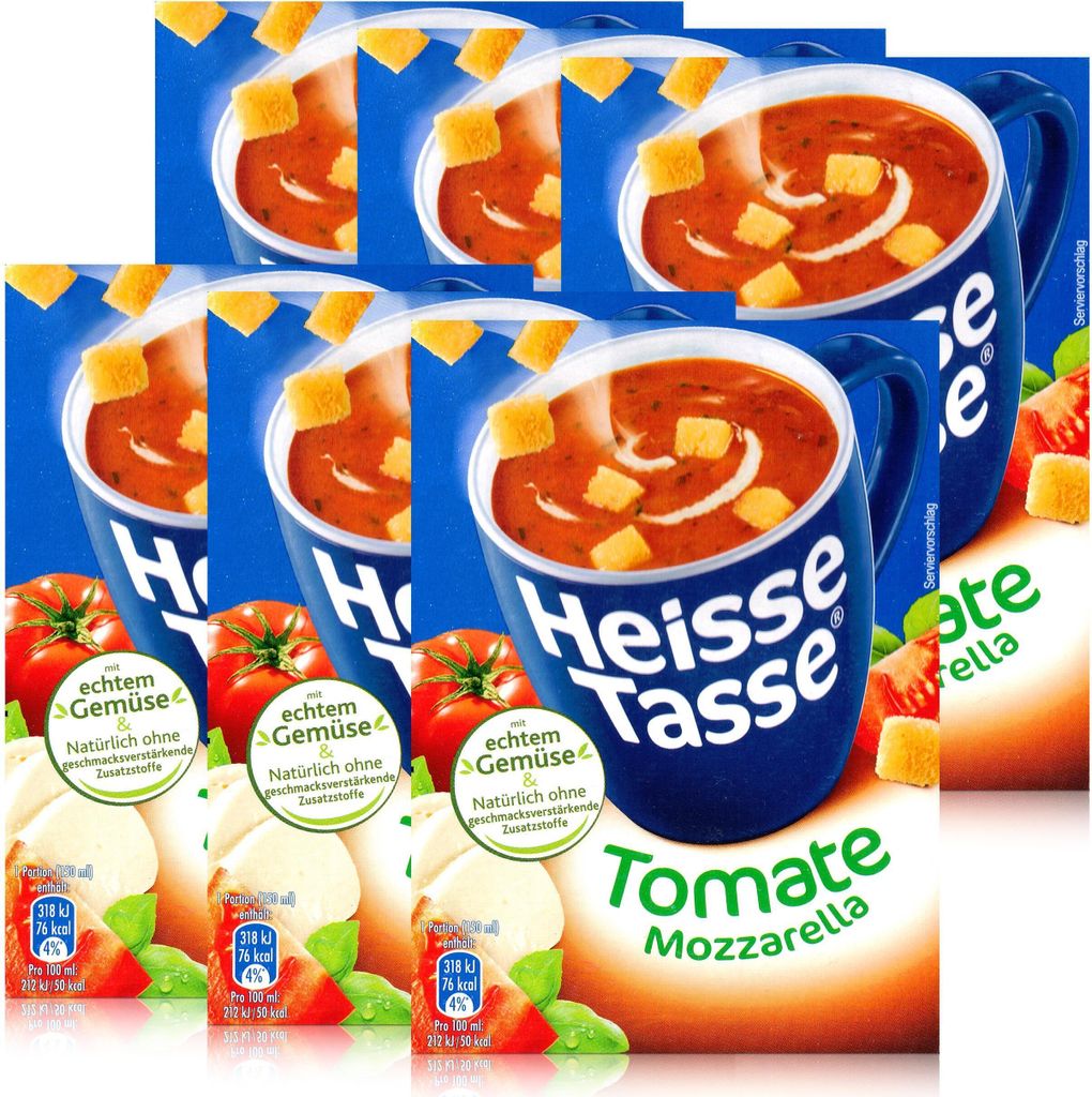 Heisse Tasse Tomate Mozzarella mit Croûtons 3 Beutel á 17,8g (6er Pack)