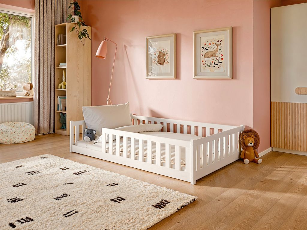 Detská posteľ Podlahová posteľ 120x200 cm posteľ s ochranou Obrázok produktu 