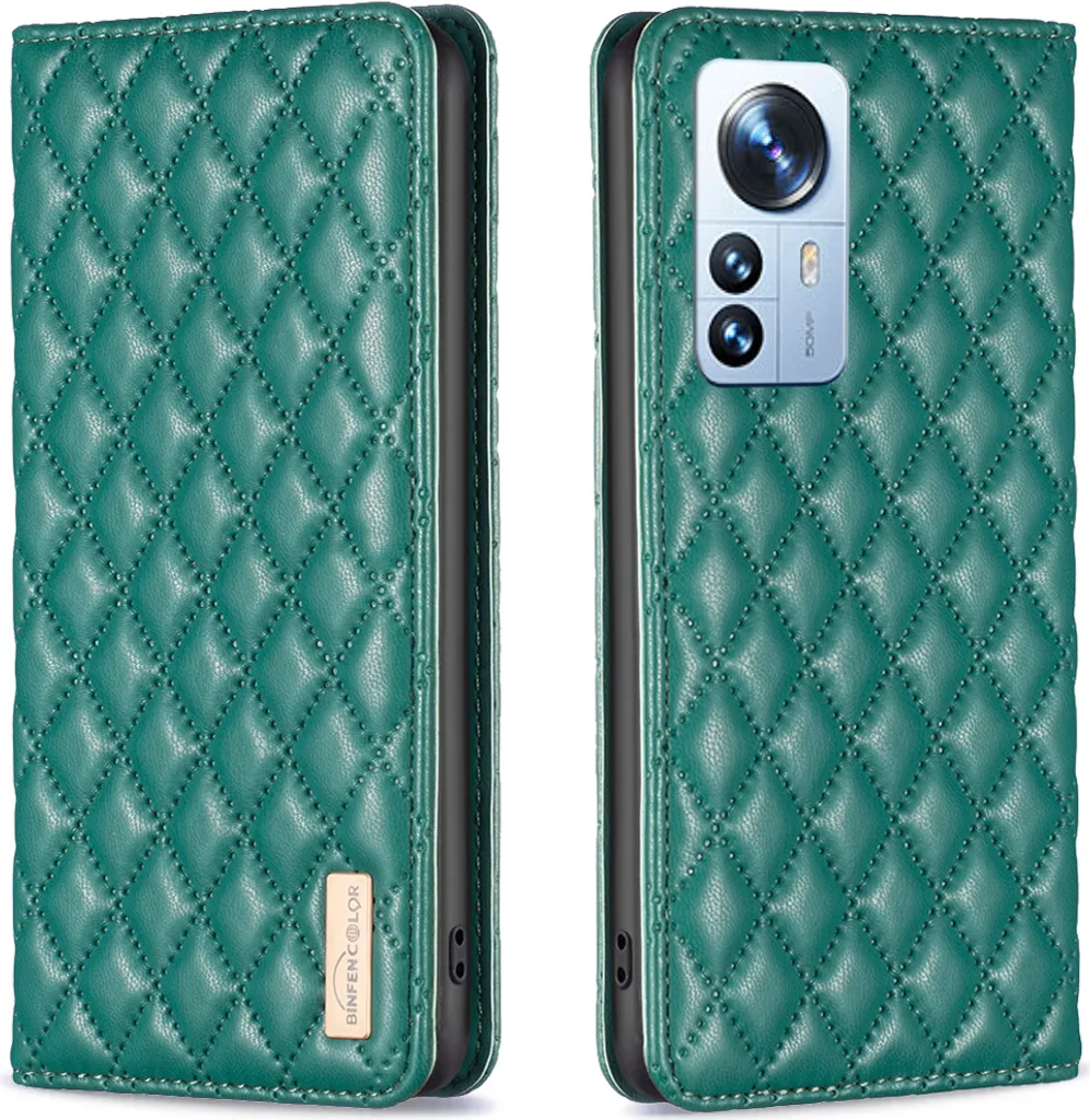 Xiaomi 12 Pro Custodia Verde Bosco: Accessorio in Pelle Chic con Stand