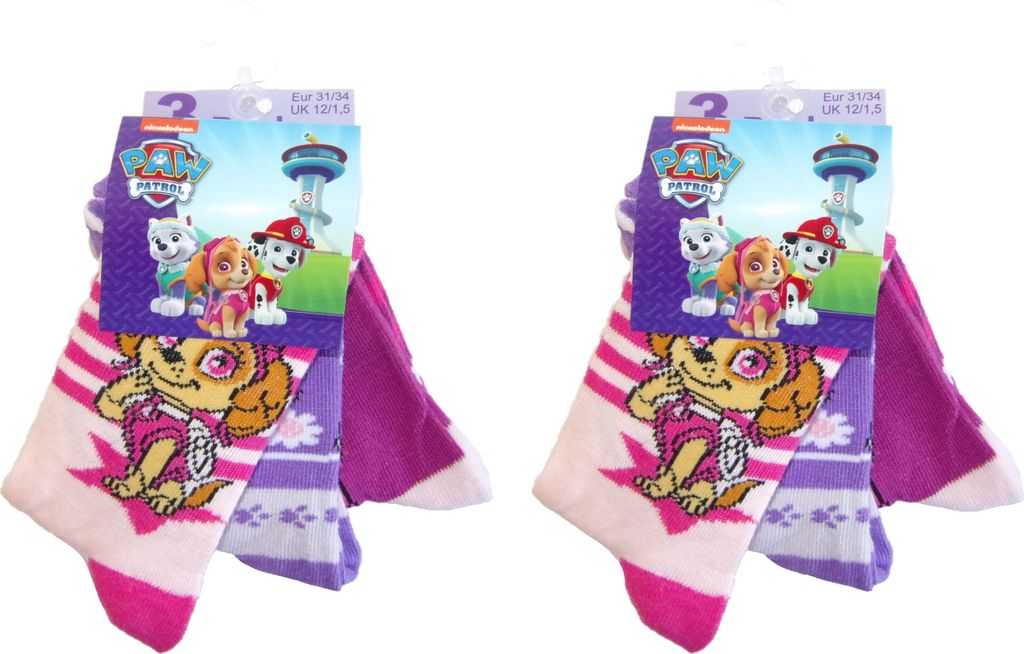 Paw Patrol Socken Für Mädchen – 3er Pack Mit Skye, Zuma & Everest, Rosa/grau, Weich & Bequem
