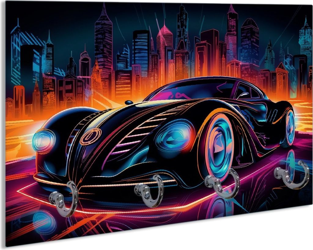 Wallario Schlüsselbrett aus Glas, Motiv: Cyber-Speed-Illusion, 30 x 20 cm mit 4 Haken