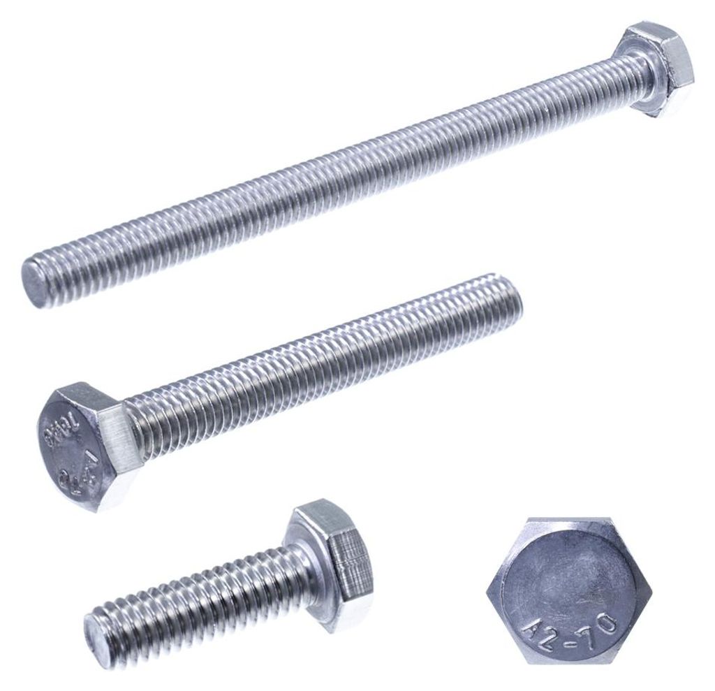 SECCARO Sechskantschraube M8 x 85 mm, Edelstahl V2A VA A2, DIN 933 / ISO 4017, Außensechskant, 20 Stück