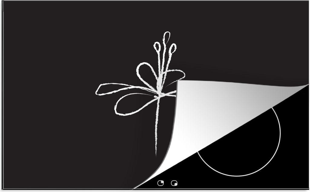 KitchenYeah© Herdabdeckplatte Blumen - Linienkunst - Produktbild 