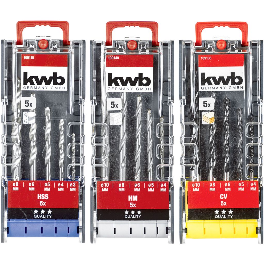 kwb 109156 HSS Drill bit set 3-piece DIN 338 Cylinder shank 3 pc(s)