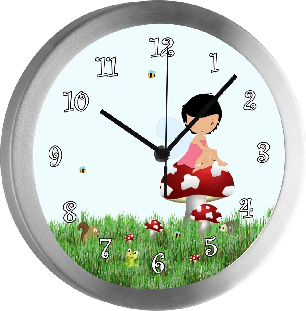 Funkuhr, Kinder Wanduhr, Kinderuhr, Kinderzimmer Waldfee
