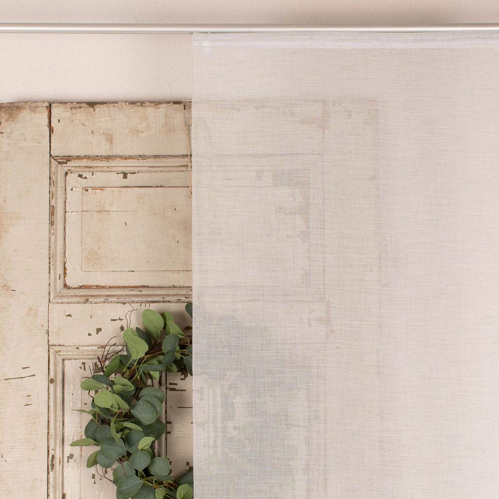 Schiebevorhang Schiebegardine uni transparent feine Streifenstruktur inkl. Technik hellgrau 245x60cm