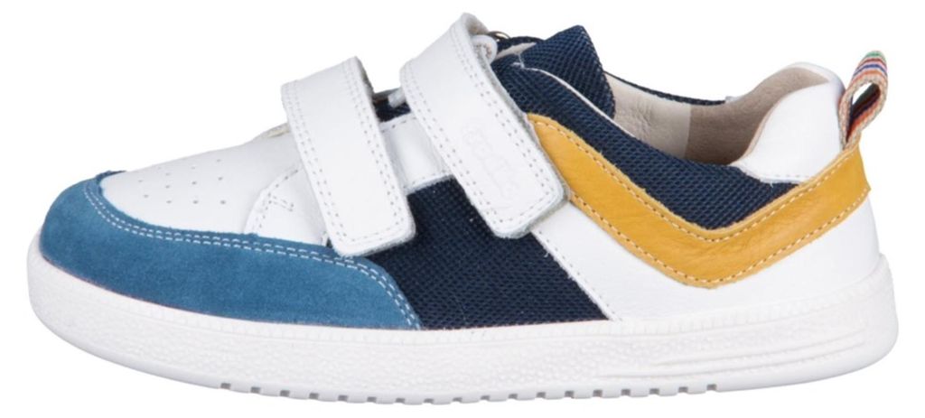 Ganzjährige Froddo Baby-Halbschuhe mit Klettverschluss in Blau, Gelb und Weiß