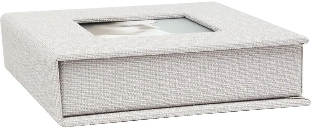 Boîte USB de mariage en toile grise 13x13 cm - Cadeau souvenir idéal