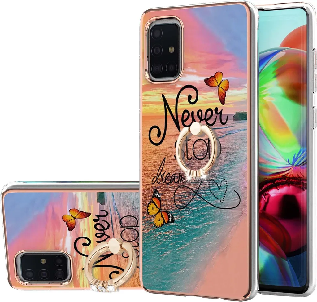 Cover Samsung A71 4G Luxury Gold Pattern | Silicone TPU con Stand Anello