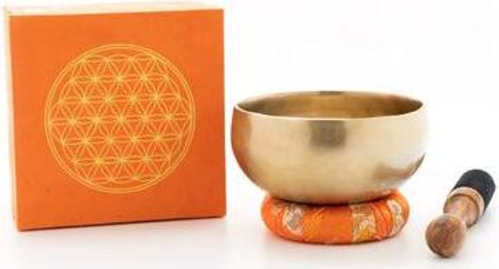 Klangschalen-Set mit Gravur Blume des Lebens Größe L