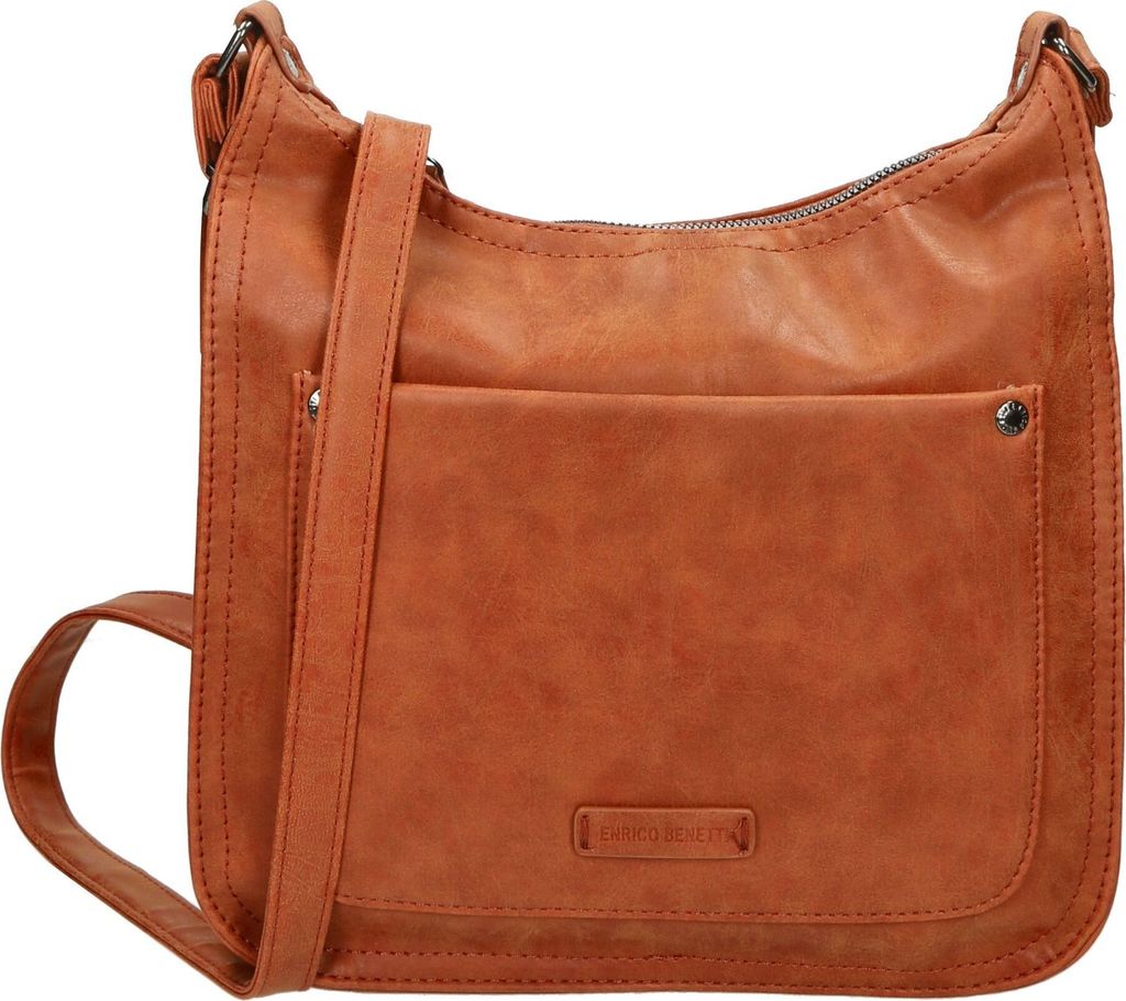 Damen Tasche Schultertasche Umhängetasche Crossover Bag Leder Optik Handtasche Rost